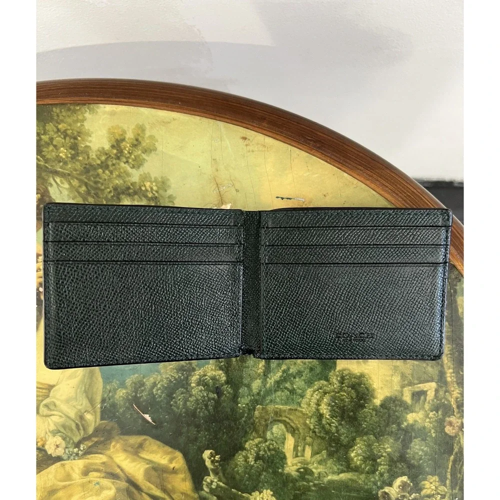 Coach Black Crossgrain Leather Bifold Wallet Card Case